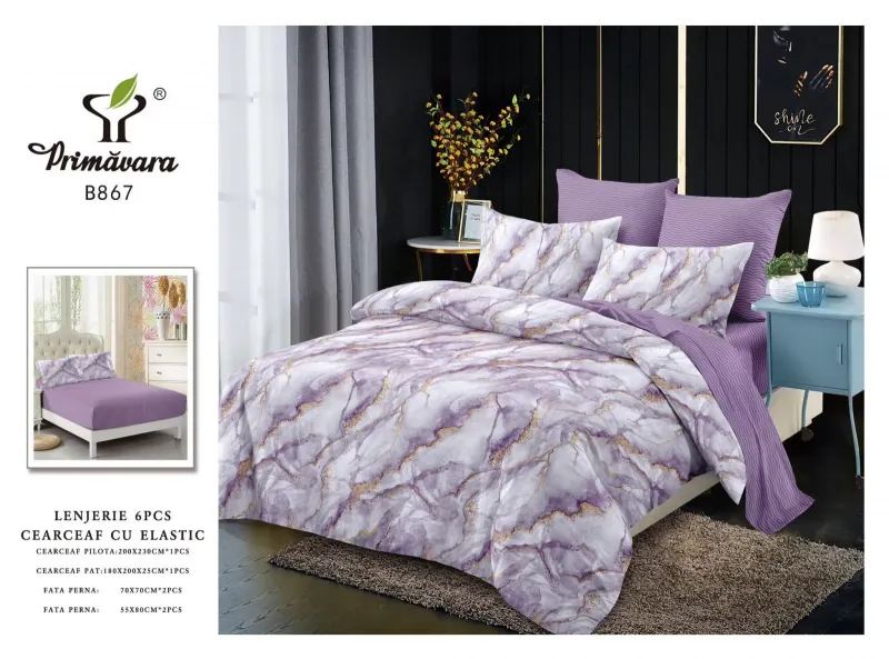 LENJERII CU ELASTIC 1+1 - Lenjerii de pat Finet 6 piese cu Elastic-FEL177