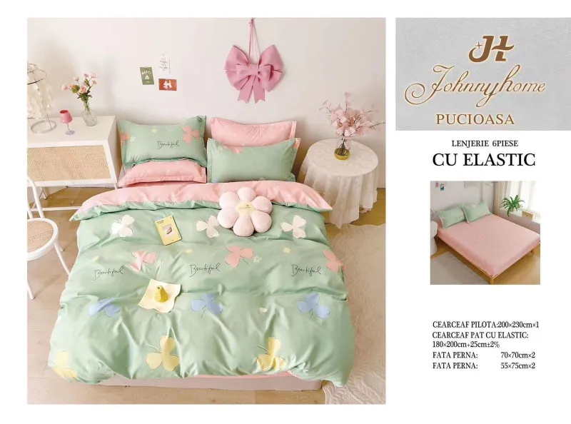 Lenjerii de pat cu Elastic - Lenjerii de pat Finet 6 piese cu Elastic-FEL39
