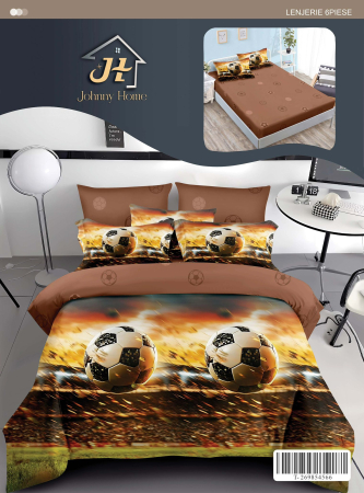 Lenjerii de pat cu Elastic - Lenjerii de pat Finet 6 piese cu Elastic, Iprimeu mingi de fotbal-T334