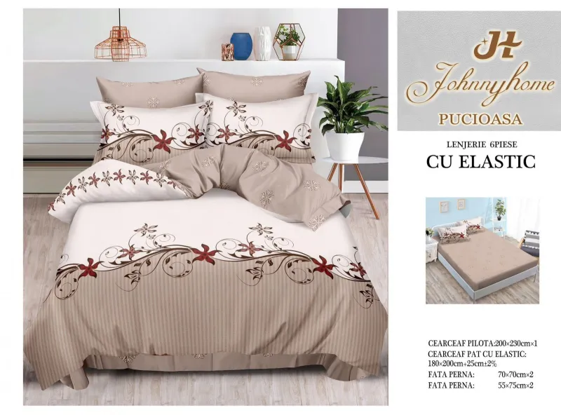Lenjerii de pat cu Elastic - Lenjerii de pat Finet 6 piese cu Elastic-T144