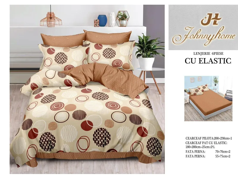 Lenjerii de pat cu Elastic - Lenjerii de pat Finet 6 piese cu Elastic-T207