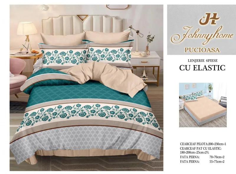Lenjerii de pat cu Elastic - Lenjerii de pat Finet 6 piese cu Elastic-T222