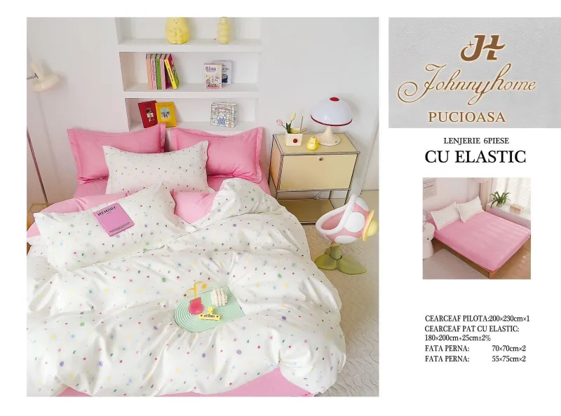 Lenjerii de pat cu Elastic - Lenjerii de pat Finet 6 piese cu Elastic-T246