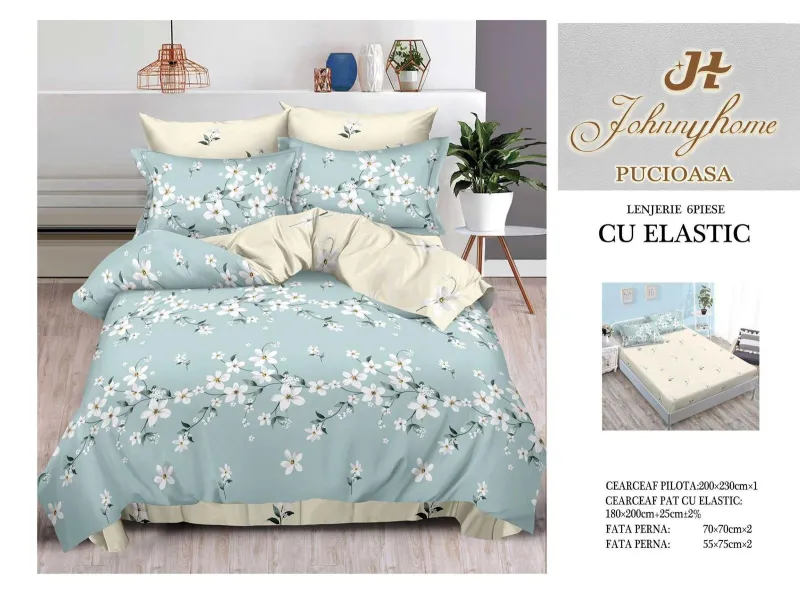 Lenjerii de pat cu Elastic - Lenjerii de pat Finet 6 piese cu Elastic-T29