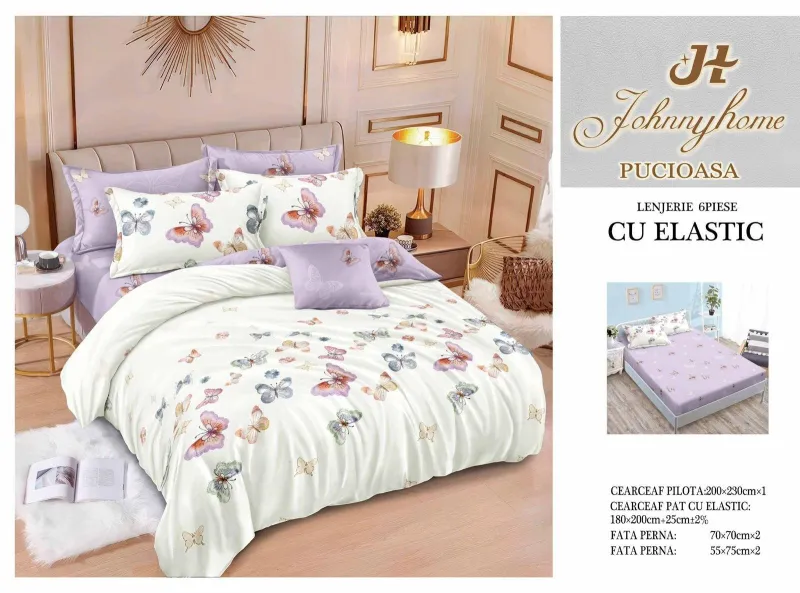 Lenjerii de pat cu Elastic - Lenjerii de pat Finet 6 piese cu Elastic-T293