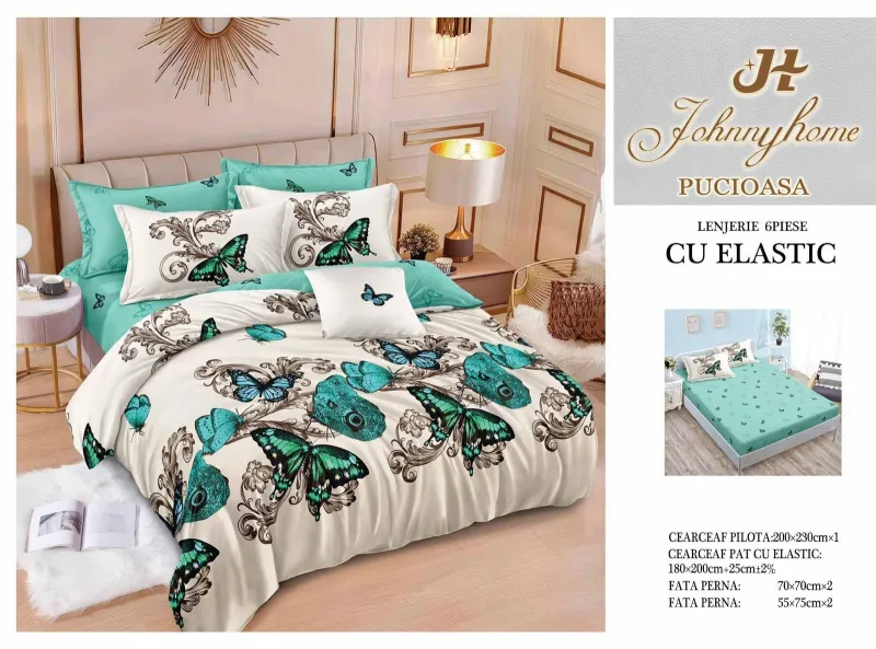Lenjerii de pat cu Elastic - Lenjerii de pat Finet 6 piese cu Elastic-T294