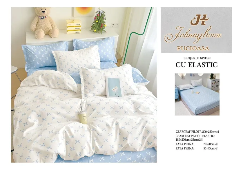 Lenjerii de pat cu Elastic - Lenjerii de pat Finet 6 piese cu Elastic-T314