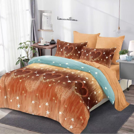 OFERTA LENJERII CU ELASTIC - Lenjerii de pat Finet 6 piese imprimeu cu motive stelare și inimi-FEL441