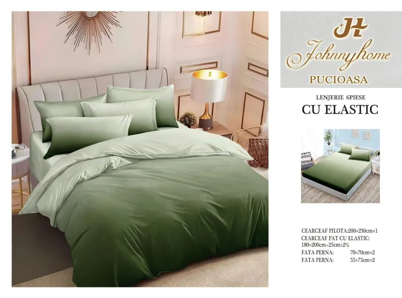 Lenjerii de pat cu Elastic - Lenjerii de pat Finet 6 piese Pucioasa -T289