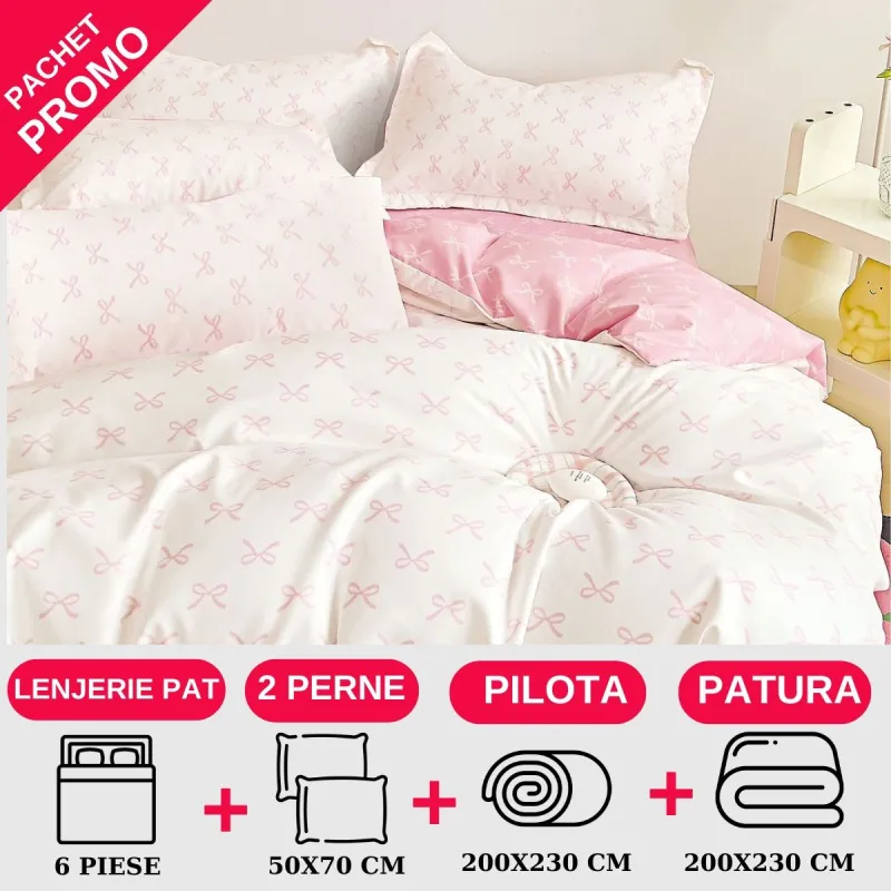 PACHETE PROMOTIONALE - Pachet Promotional Lenjerie de pat finet 6 piese-JO105