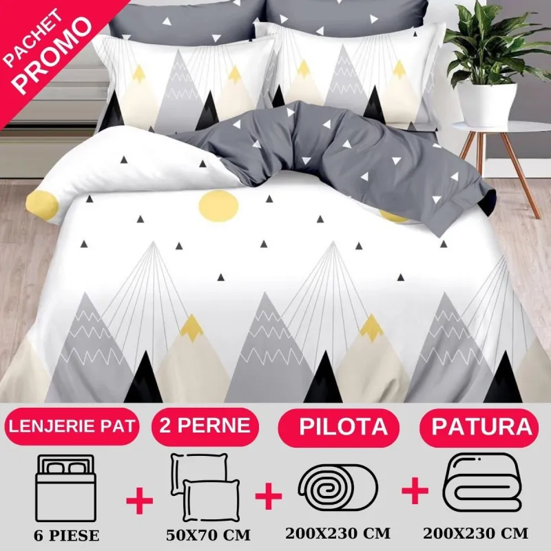 PACHETE PROMOTIONALE - Pachet Promotional Lenjerie de pat finet 6 piese-JO115