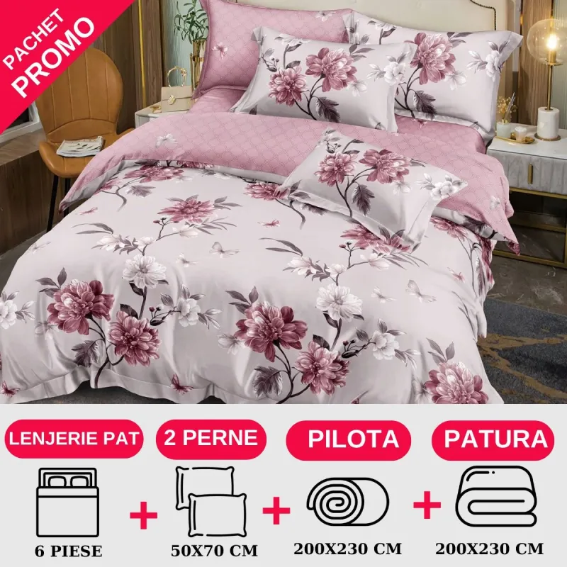 PACHETE PROMOTIONALE - Pachet Promotional Lenjerie de pat finet 6 piese-JO116