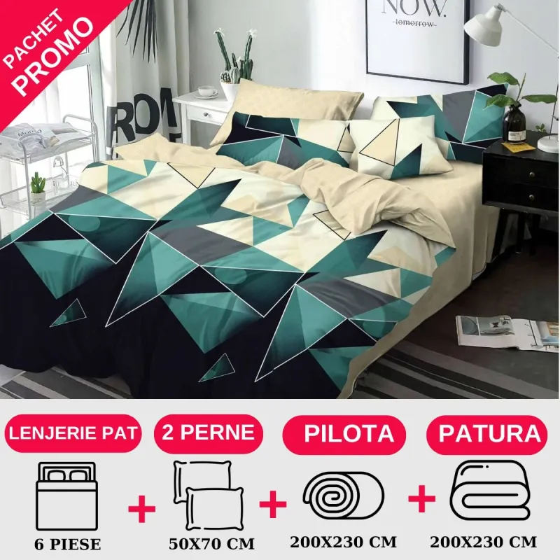 PACHETE PROMOTIONALE - Pachet Promotional Lenjerie de pat finet 6 piese-JO123