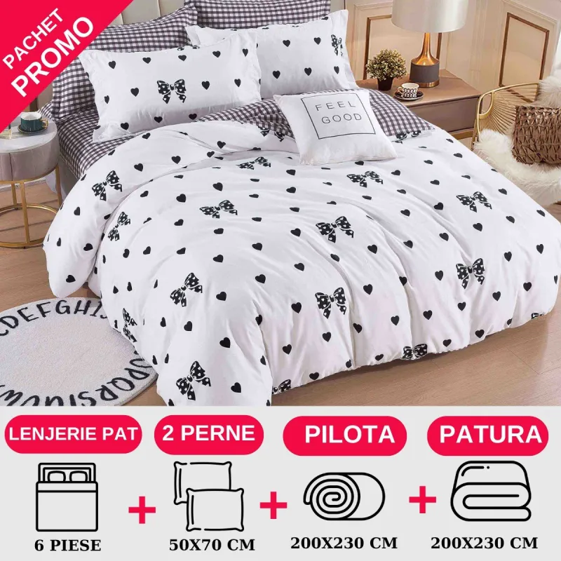 PACHETE PROMOTIONALE - Pachet Promotional Lenjerie de pat finet 6 piese-JO127