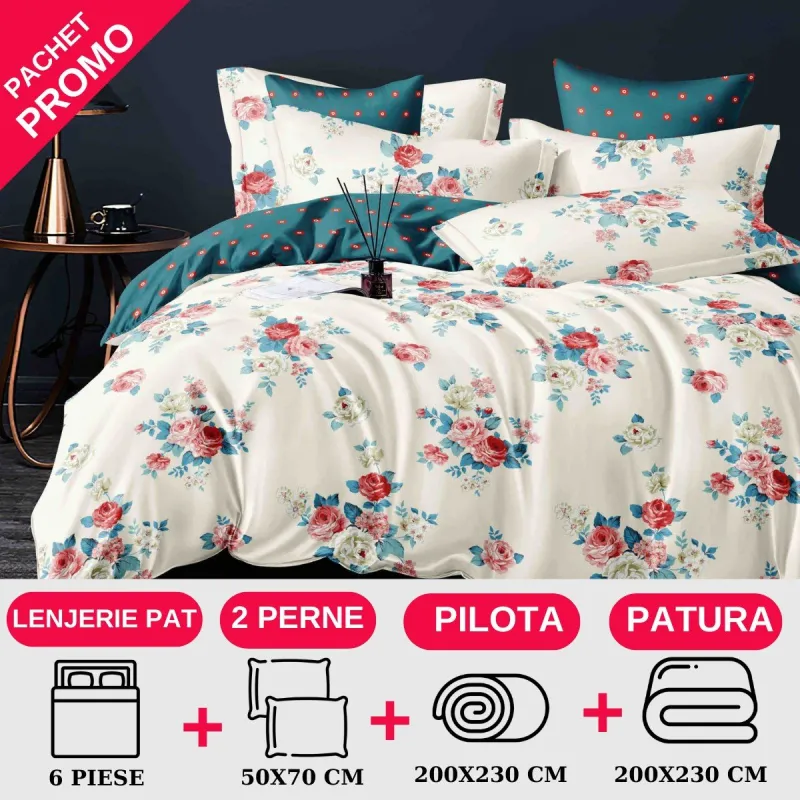 PACHETE PROMOTIONALE - Pachet Promotional Lenjerie de pat finet 6 piese-JO128