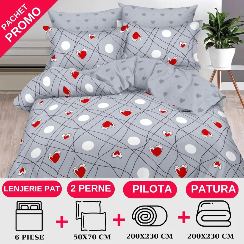 PACHETE PROMOTIONALE - Pachet Promotional Lenjerie de pat finet 6 piese-JO132