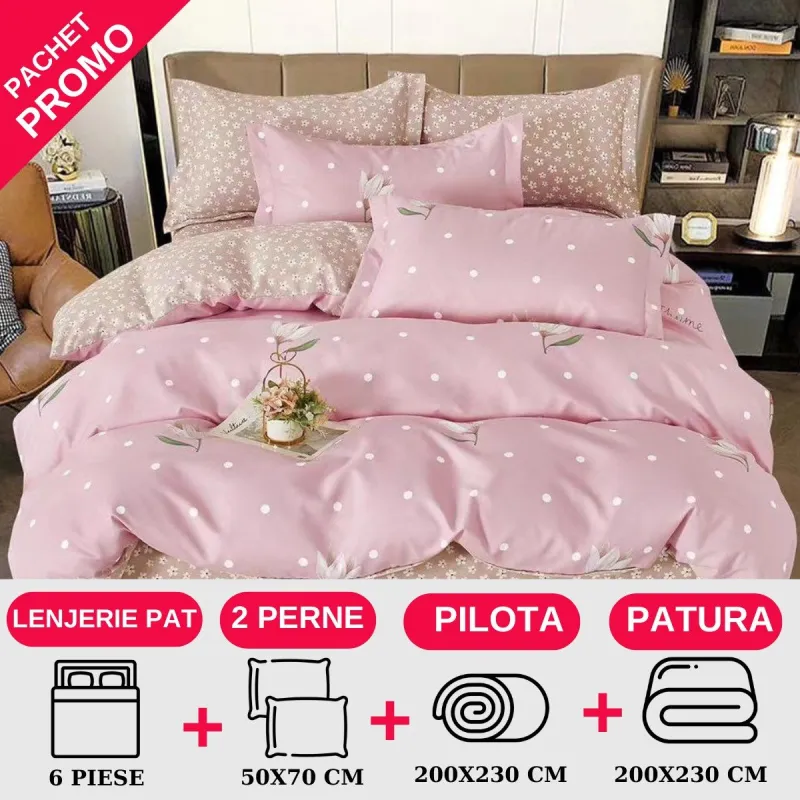 PACHETE PROMOTIONALE - Pachet Promotional Lenjerie de pat finet 6 piese-JO133