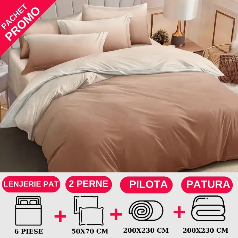 PACHETE PROMOTIONALE - Pachet Promotional Lenjerie de pat finet 6 piese-JO144