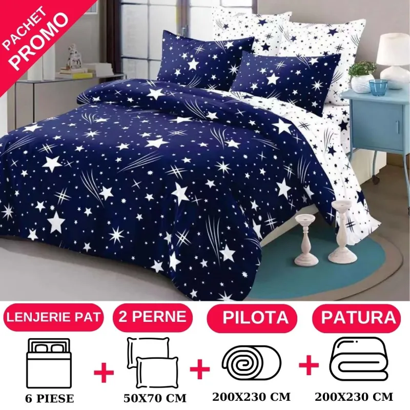 PACHETE PROMOTIONALE - Pachet Promotional Lenjerie de pat finet 6 piese-JO20