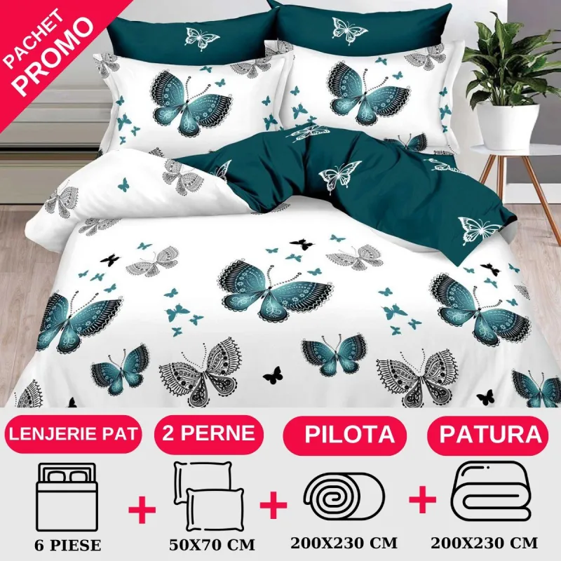 PACHETE PROMOTIONALE - Pachet Promotional Lenjerie de pat finet 6 piese-JO21