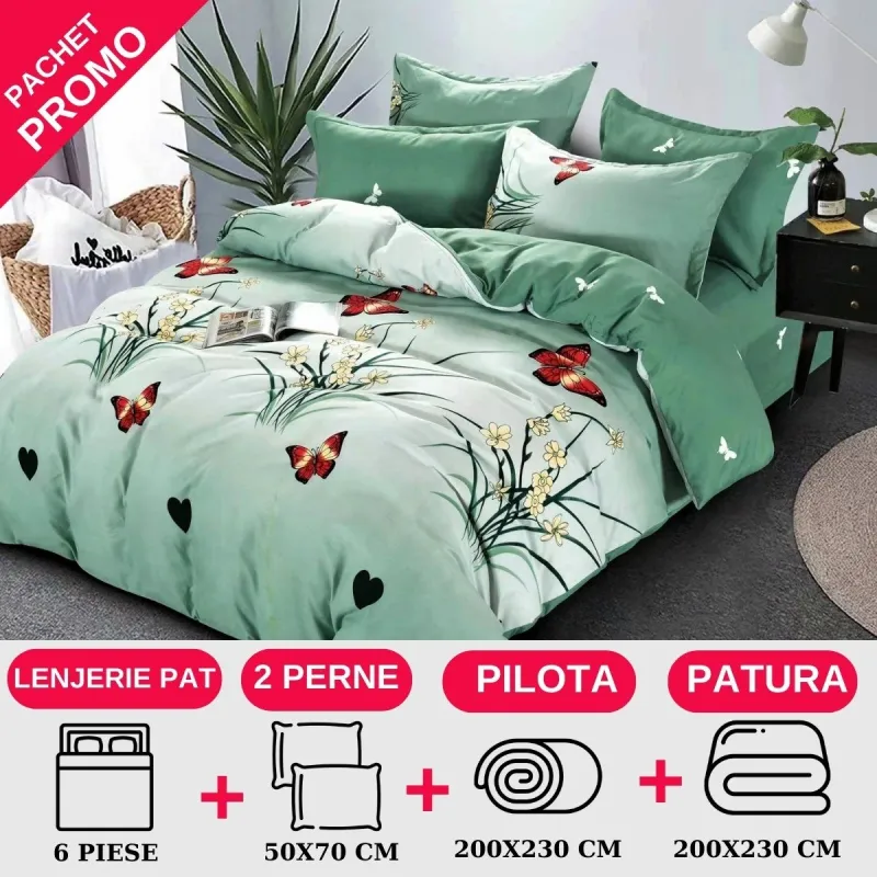 PACHETE PROMOTIONALE - Pachet Promotional Lenjerie de pat finet 6 piese-JO24