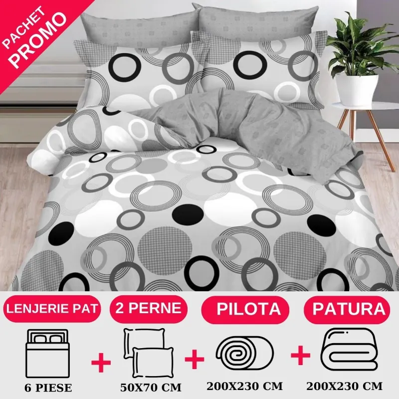 PACHETE PROMOTIONALE - Pachet Promotional Lenjerie de pat finet 6 piese-JO5