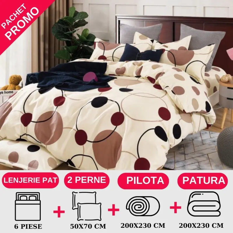 PACHETE PROMOTIONALE - Pachet Promotional Lenjerie de pat finet 6 piese-JO52