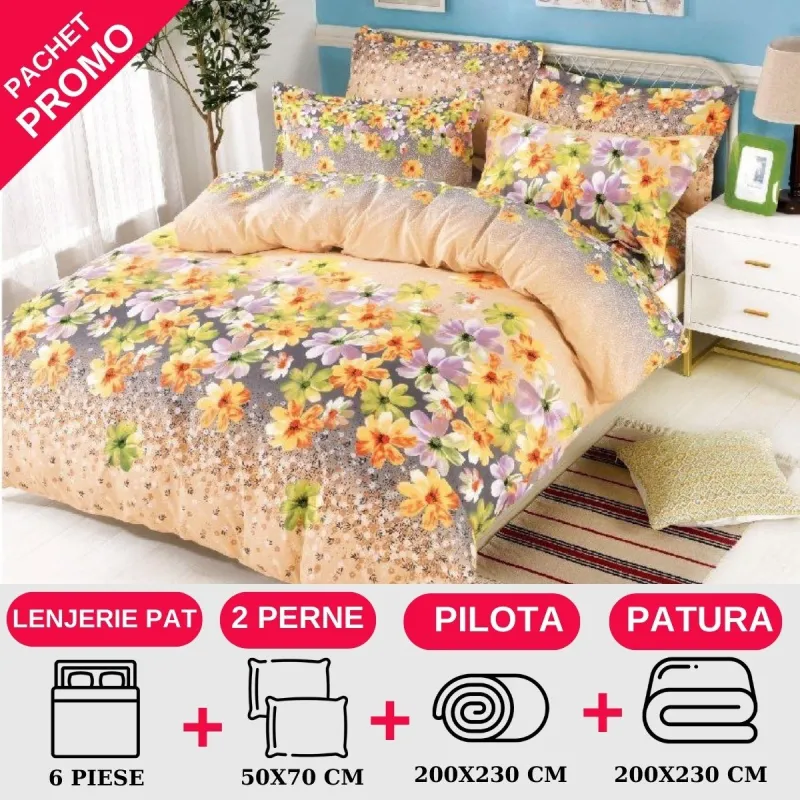 PACHETE PROMOTIONALE - Pachet Promotional Lenjerie de pat finet 6 piese-JO6