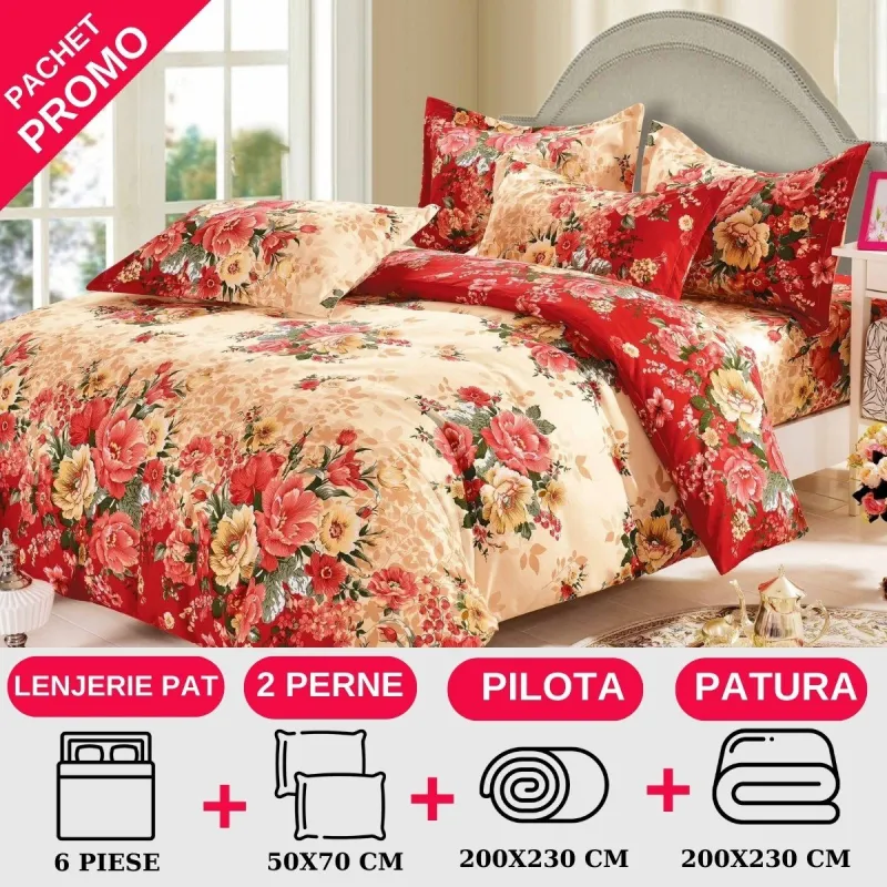 PACHETE PROMOTIONALE - Pachet Promotional Lenjerie de pat finet 6 piese-JO65
