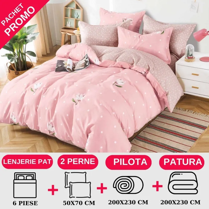 PACHETE PROMOTIONALE - Pachet Promotional Lenjerie de pat finet 6 piese-JO70