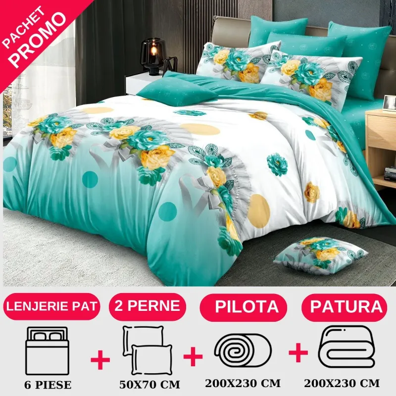 PACHETE PROMOTIONALE - Pachet Promotional Lenjerie de pat finet 6 piese-JO93