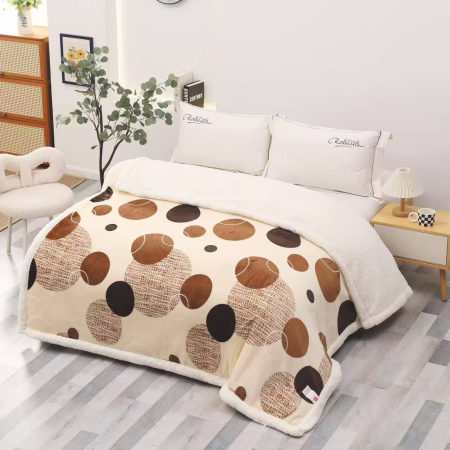 PATURI COCOLINO - Patura Cocolino cu blanita 200x230 cm crem cu buline maro și negru-PBE14