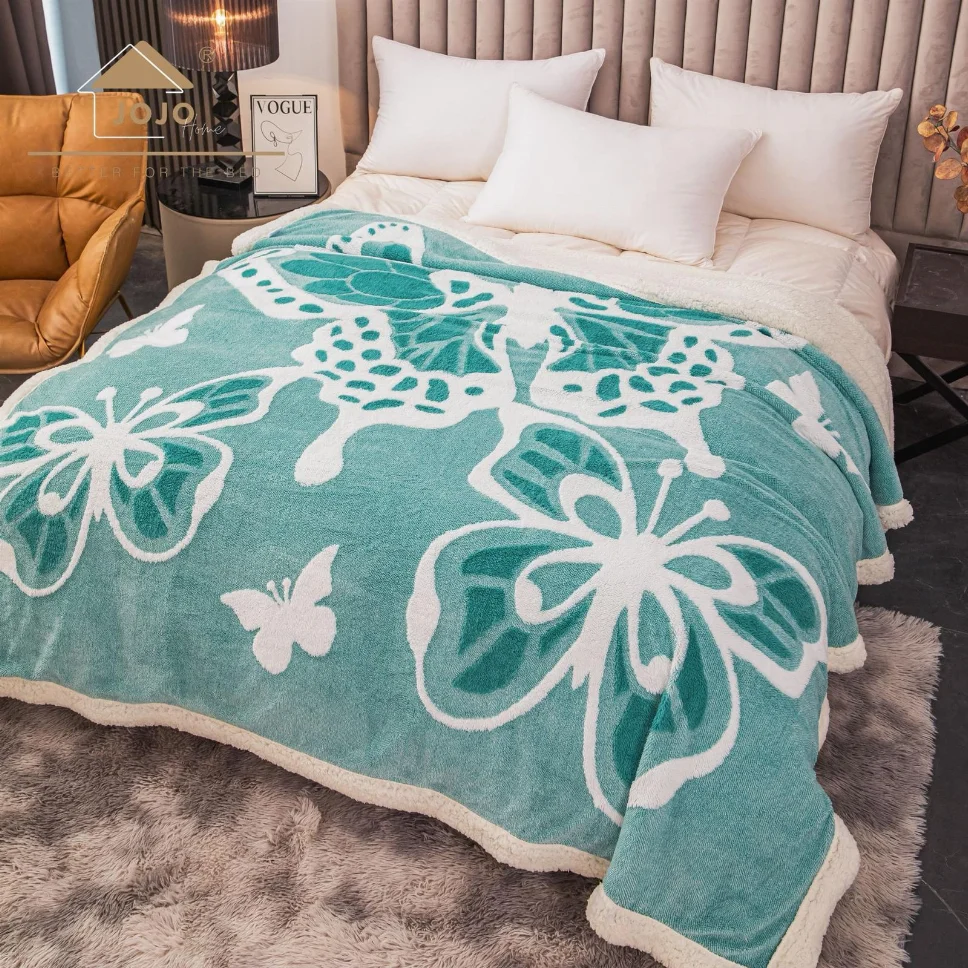 PATURI COCOLINO - Patura Cocolino cu Blanita, 3D, turcoaz cu fluturi albi mari-LK1