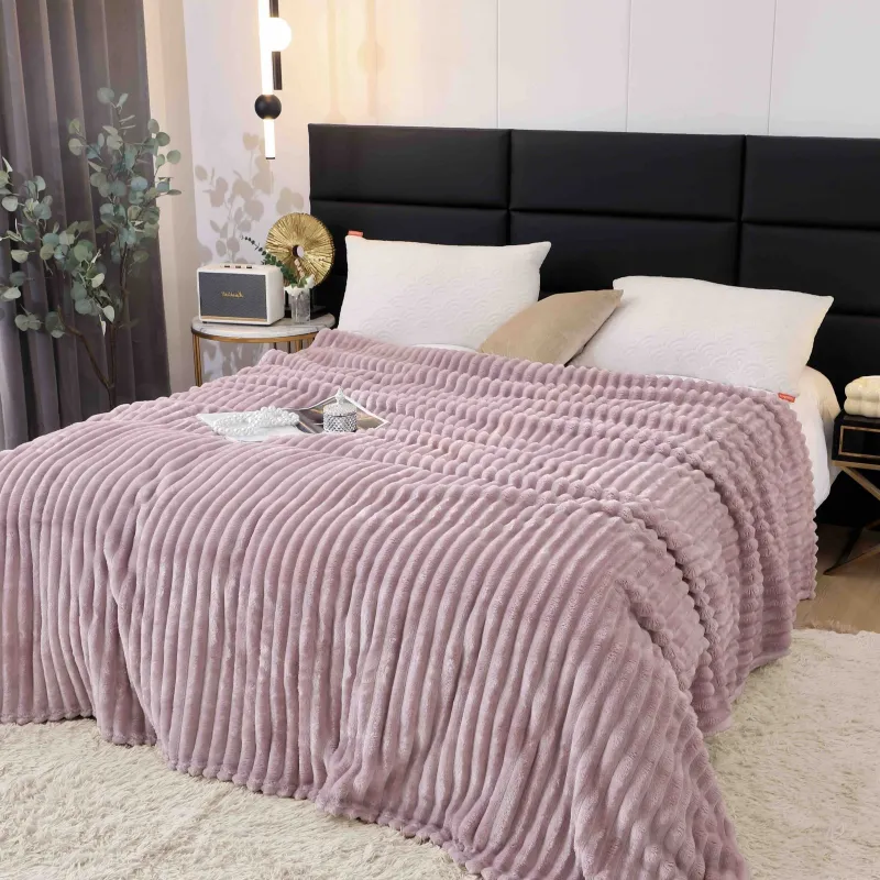 Patura Cocolino cu model - Pătură Cocolino Pentru Pat Dublu,200x230 cm,Lila-AT7