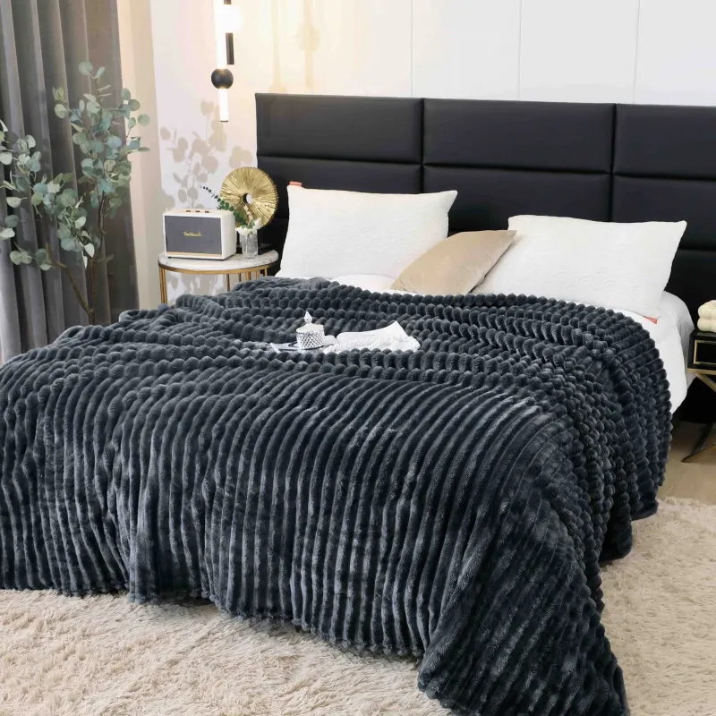Patura Cocolino cu model - Pătură Cocolino Pentru Pat Dublu,200x230 cm,Negru-AT10
