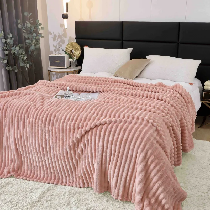Patura Cocolino cu model - Pătură Cocolino Pentru Pat Dublu,200x230 cm,Roz-AT12