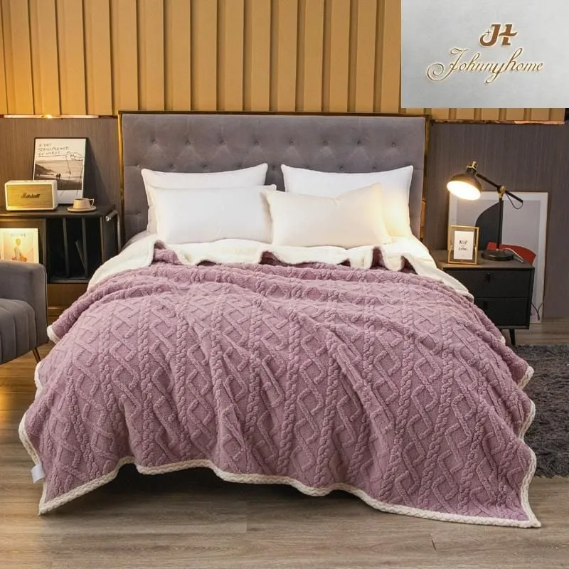 Patura Cocolino cu Blanita - Patura CoCoLiNo tip Tricotaj cu blanita,Lila, 200x230cm-ZF5