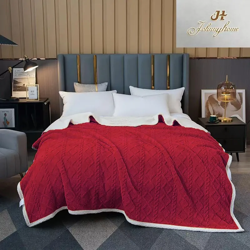 OFERTA 1 DEC PATURI COCOLINO - Patura CoCoLiNo tip Tricotaj cu blanita,Rosu, 200x230cm-ZF4