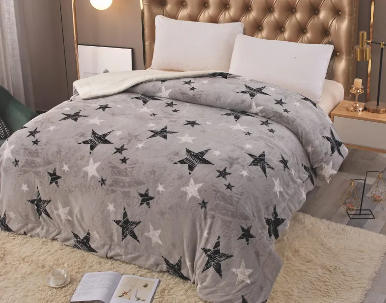 PATURI COCOLINO - Patura Groasa Cocolino cu Blanita, gri cu stelute negre si albe-NR9