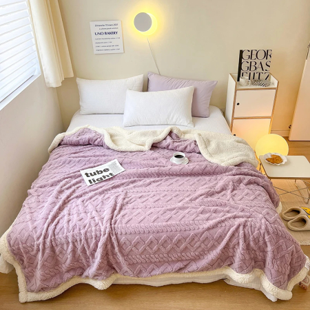 OFERTA PATURI COCOLINO - Patura Groasa Cocolino cu Blanita, lila cu impletituri si blanita alba-NR18