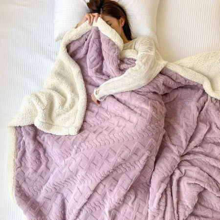 Patura Groasa Cocolino cu Blanita, lila cu impletituri si blanita alba-NR18 [1]