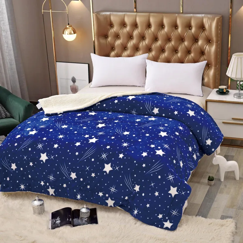 PATURI COCOLINO - Patura Groasa Cocolino imblanita bleumarin cu stelute albe-PMB12