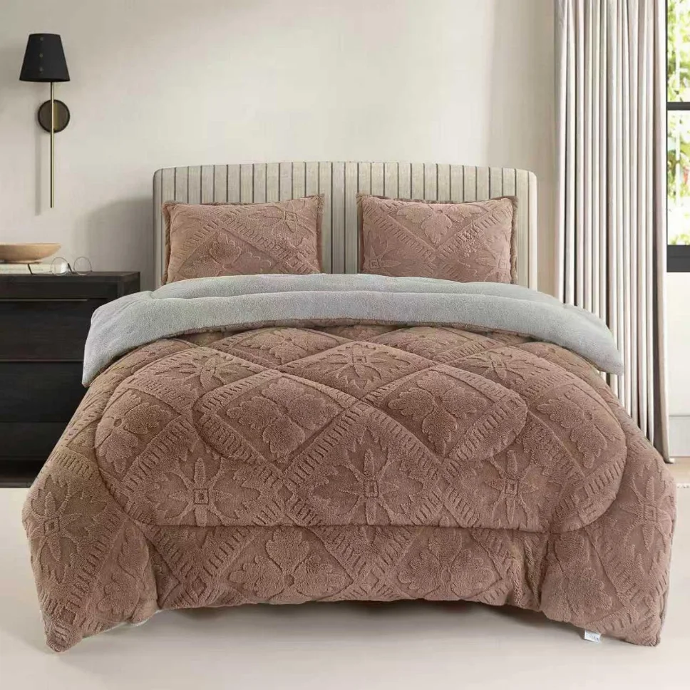 Pilote - Pilota groasa cocolino cu blanita, bej cu model floral-PCB122