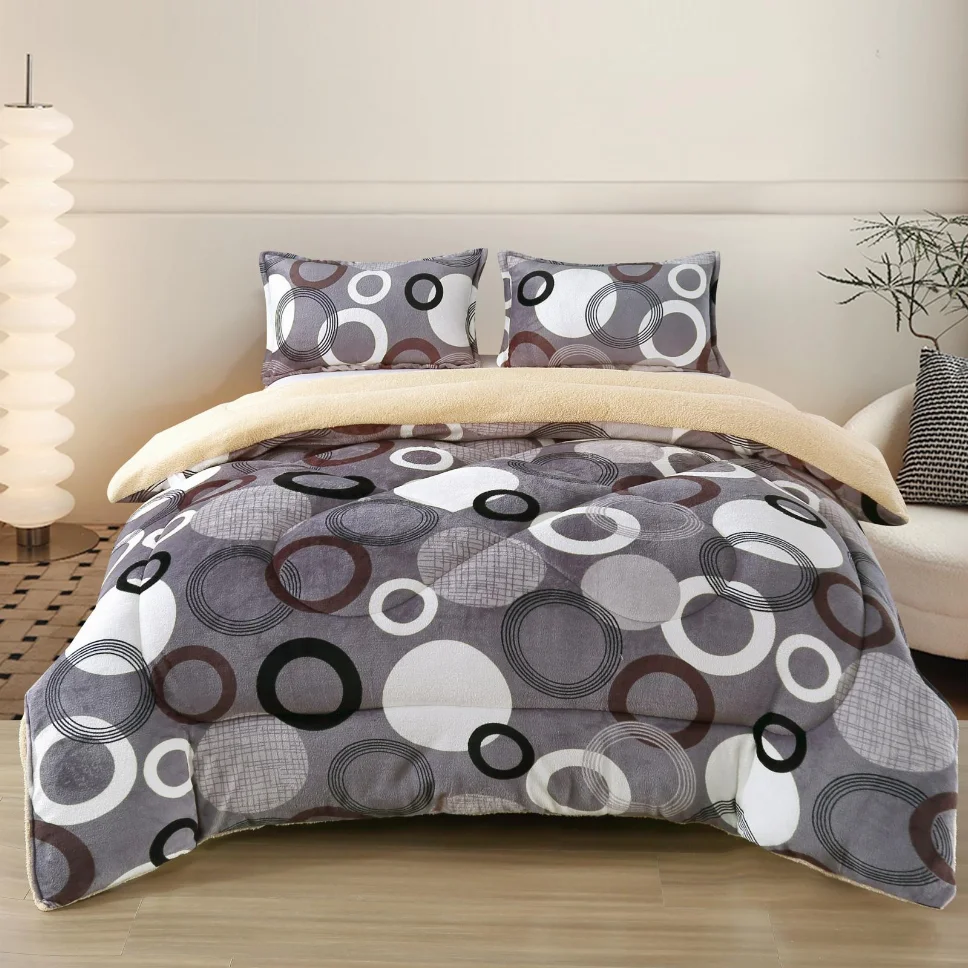 PERNE & PILOTE - Pilota groasa cocolino cu blanita, gri cu cercuri abstracte-PCB105