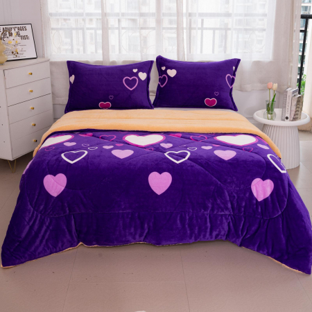 PERNE & PILOTE - Pilota groasa cocolino imblanita, Mov cu inimioare-PCB03