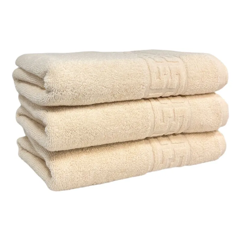 Prosoape - Set 3 Prosoape Baie, Bumbac 100%, 550g/m²,50x90 cm Greek, Bej-CY1