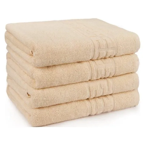 Prosoape - Set 4 Prosoape Model Grecesc,70 x 130 cm, Bumbac 100%, Densitate 500g/m² – Crem-CT10