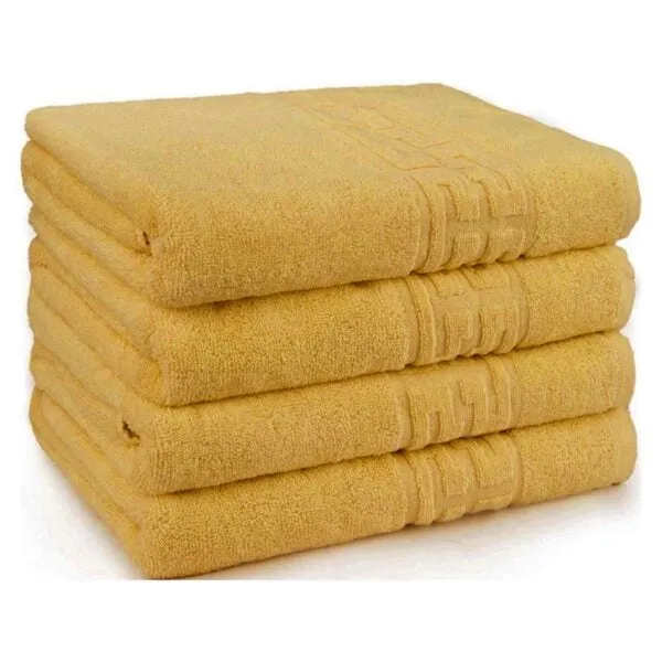 Prosoape - Set 4 Prosoape Model Grecesc,70 x 130 cm, Bumbac 100%, Densitate 500g/m² – Galben-CT8
