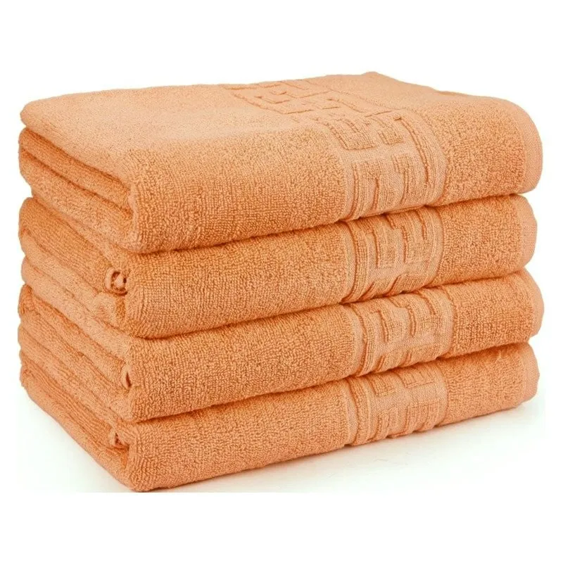 Prosoape - Set 4 Prosoape Model Grecesc,70 x 130 cm ,Bumbac 100%, Densitate 500g/m² – Portocaliu-CT4
