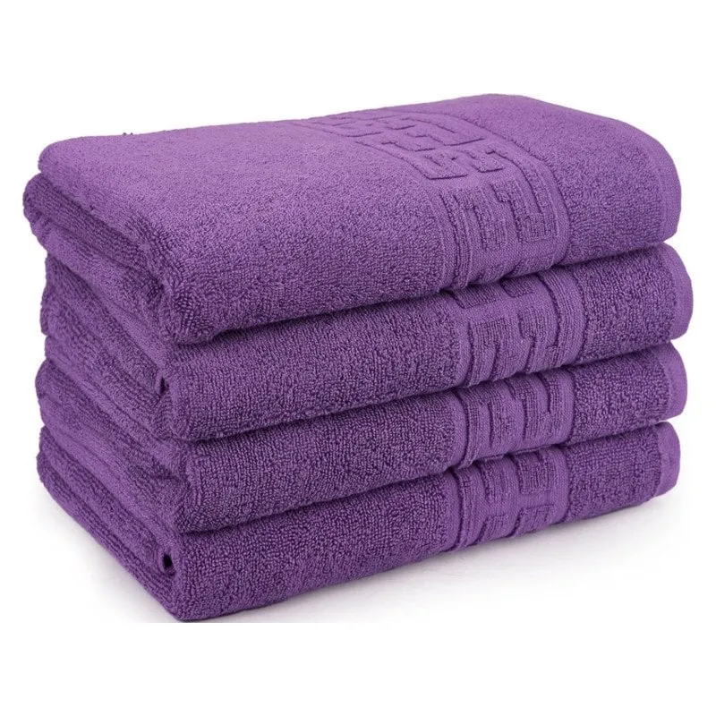 Prosoape - Set 4 Prosoape Model Grecesc,70x130 cm, Bumbac 100%, Densitate 500g/m² – Mov-CT3